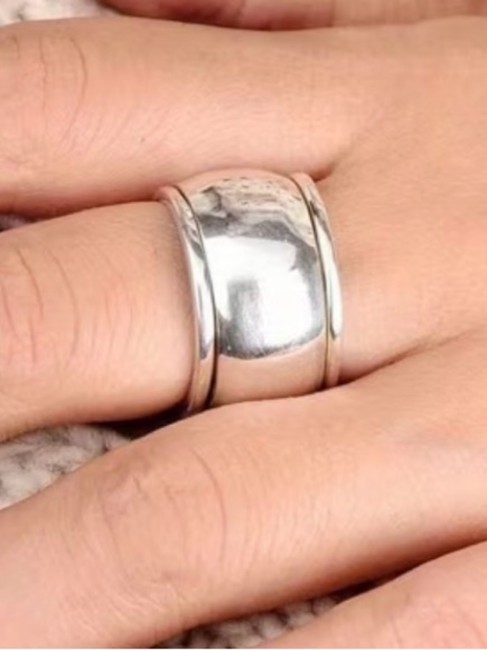 Sterling Silver Wide Dome Statement Ring - Polished Silver